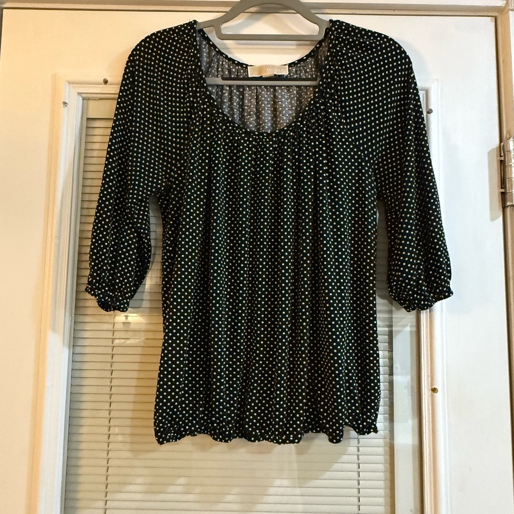 Michael Kors Black and White Polka Dot Women's Top Size Medium